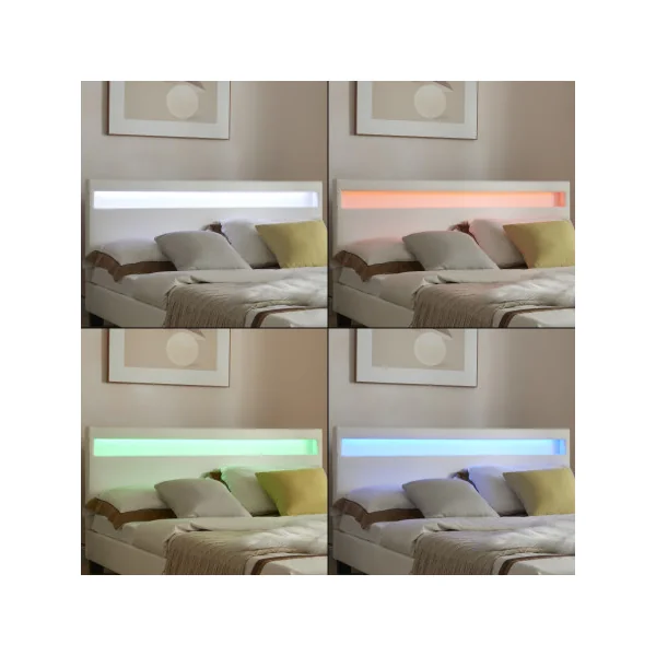 Lit capitonné à LED 140 x 200 cm Blanc