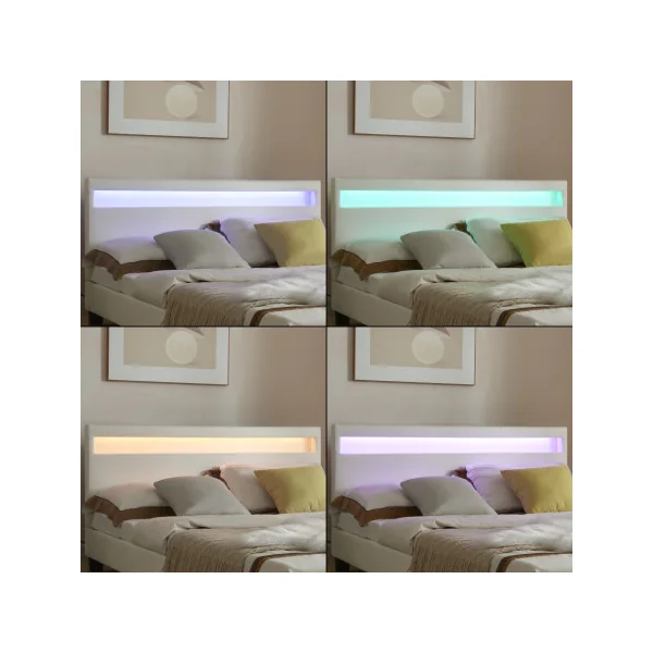 Lit capitonné à LED 140 x 200 cm Blanc