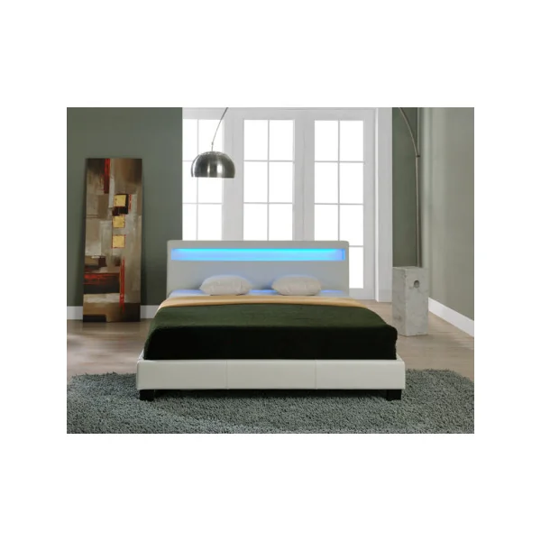 Lit capitonné à LED 180 x 200 cm Blanc