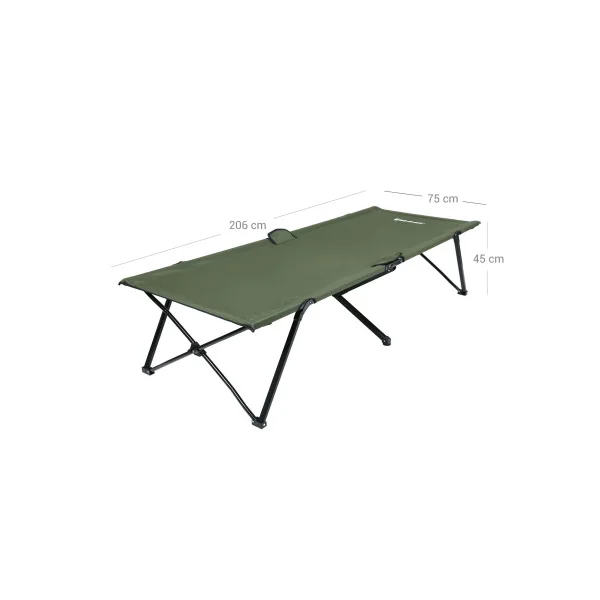 Lit de Camp Pliable Vert Olive 206x75 cm Lit Pliant de Voyage Lit d'appoint