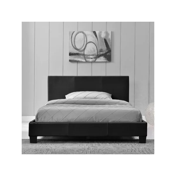 Lit double capitonné 140 x 200cm cuir synthétique