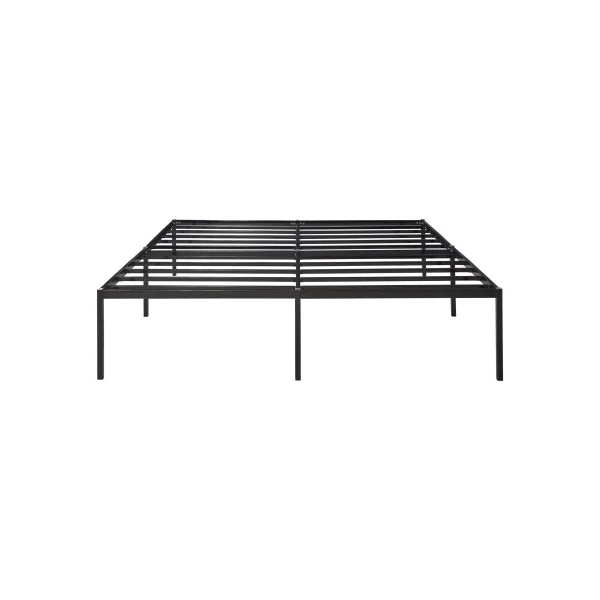 Lit Double en Métal avec Sommier 180 x 200 cm Noir Style Industriel