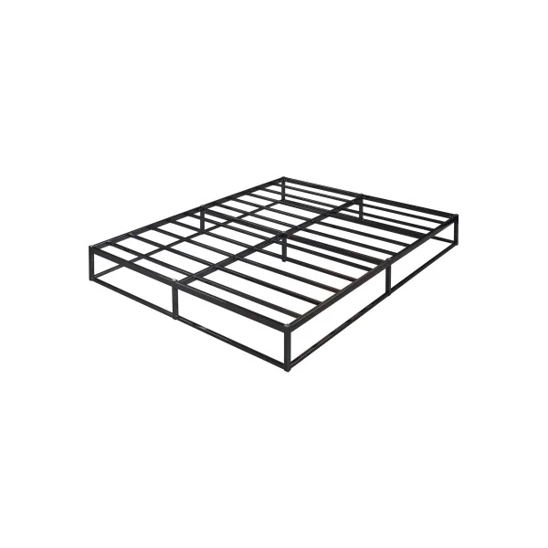 Lit Double en Métal avec Sommier et Matelas 140 x 200 cm Noir Style Industriel