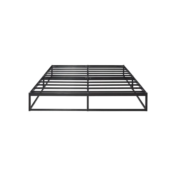 Lit Double en Métal avec Sommier et Matelas 140 x 200 cm Noir Style Industriel