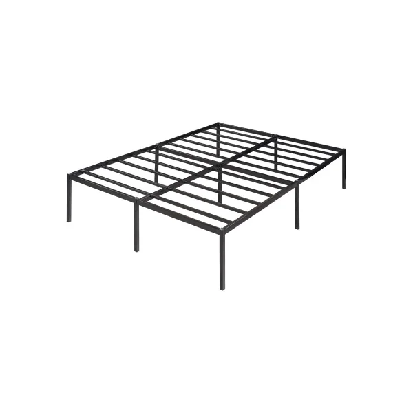 Lit Double en Métal Noir avec Sommier et Matelas 140 x 200 cm Industriel