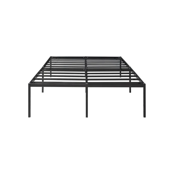 Lit Double en Métal Noir avec Sommier et Matelas 140 x 200 cm Industriel