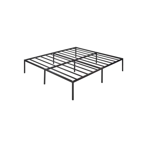 Lit Double en Métal Noir avec Sommier et Matelas 180 x 200 cm Industriel
