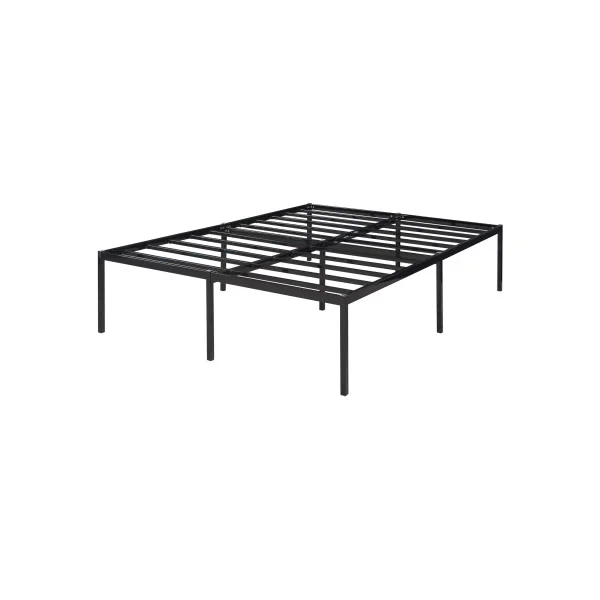 Lit Double Métal Noir avec Sommier 140 x 200 cm Industriel