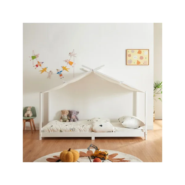 Lit Enfant Lit Cabane 90 x 200 cm Lit Montessori Blanc