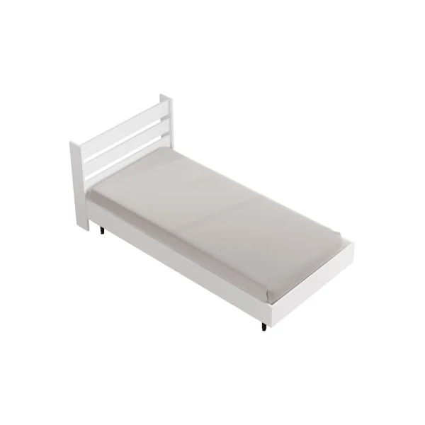 Lit Simple 100 x 200 cm Blanc Noir avec Sommier
