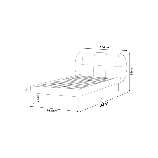Lit Simple Capitonné avec Sommier 90 x 200 cm Tissu Vert Foncé
