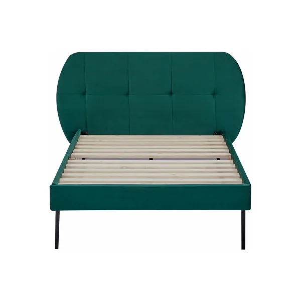 Lit Simple Capitonné avec Sommier 90 x 200 cm Tissu Vert Foncé
