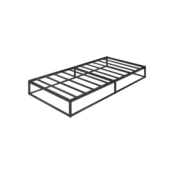 Lit Simple en Métal Noir avec Sommier et Matelas 90 x 200 cm Industriel
