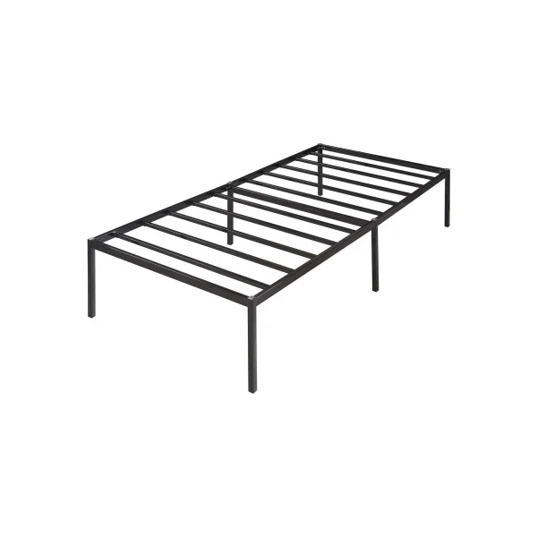 Lit Simple Métal Noir avec Sommier 90 x 200 cm Industriel