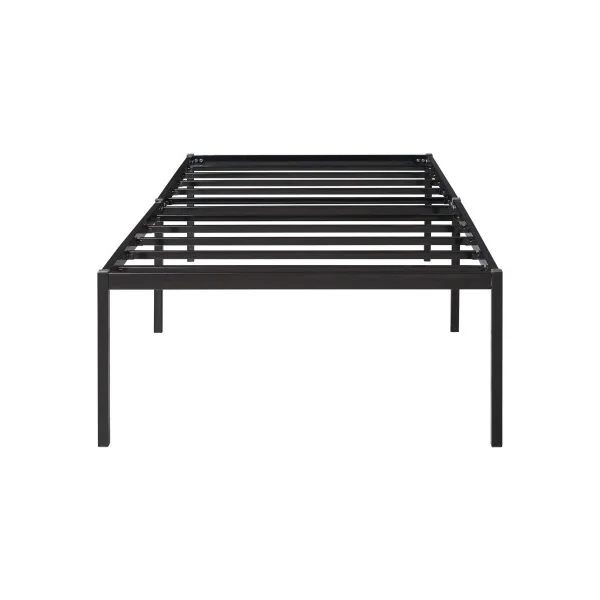 Lit Simple Métal Noir avec Sommier 90 x 200 cm Industriel