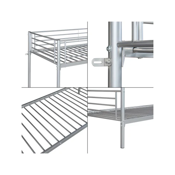 Lit Superposé Acier avec Matelas 165 x 97 x 209 cm Métal Argent