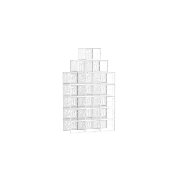 Lot 18 boîtes à Chaussures Transparent et Blanc Boîte de Rangement Robuste