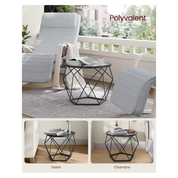 Lot 2 Tables Basses Ronde Gris Ardoise Table de Salon Plateau Amovible