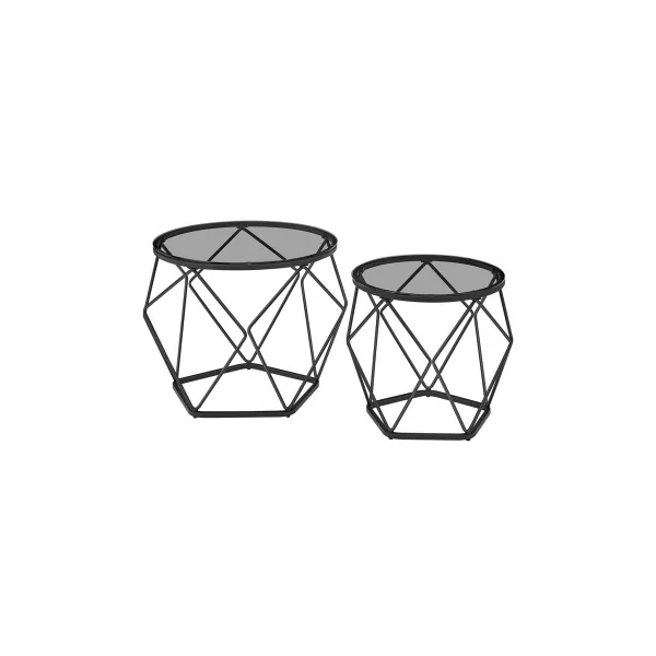 Lot 2 Tables Basses Ronde Gris Ardoise Table de Salon Plateau Amovible