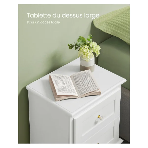 Lot 2 Tables de Chevet Table de Nuit avec 2 Tiroirs Style Baroque