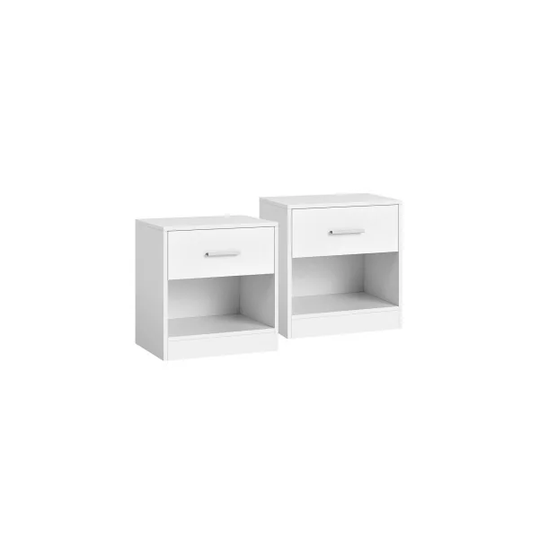 Lot 2 Tables de Nuit Blanche Table de Chevet 1 Tiroir Moderne