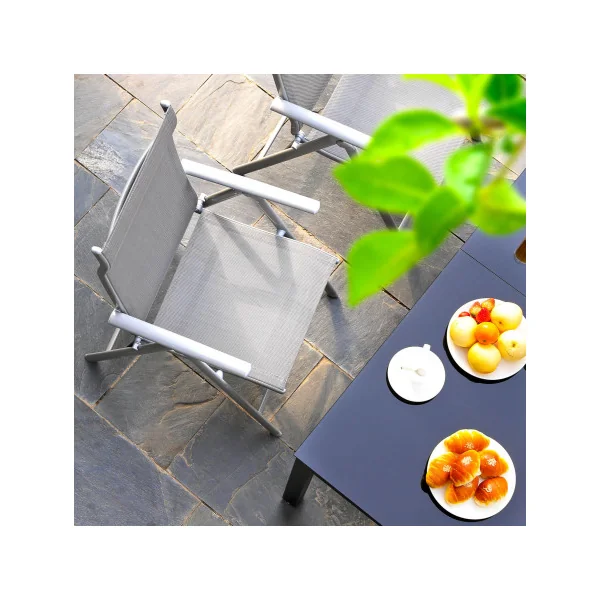 Lot 4 Chaises Pliantes Alu Gris Chaises Terrasse Chaises de Jardin