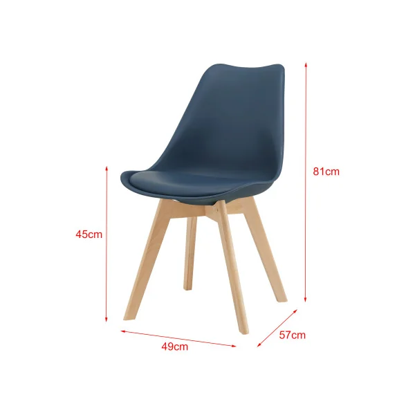 Lot 4 Chaises Scandinaves Similicuir Bleu 81x49x57