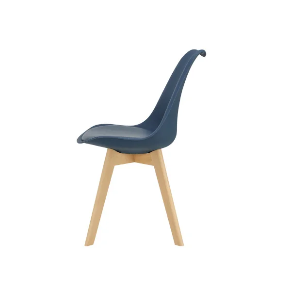 Lot 4 Chaises Scandinaves Similicuir Bleu 81x49x57
