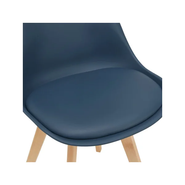 Lot 4 Chaises Scandinaves Similicuir Bleu 81x49x57