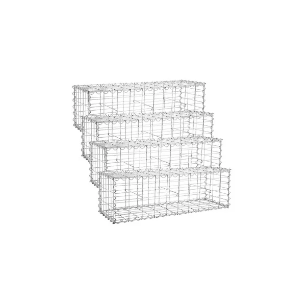 Lot 4 Gabions pour Pierre en Acier Galvanisé 100x30x30 cm Décoration de Jardin Mur