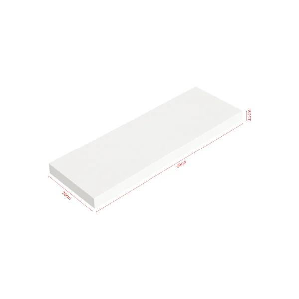Lot de 2 Etagères Murales 60 x 20 x 3,5 cm Blanc