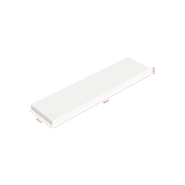 Lot de 2 Etagères Murales 80 x 20 x 3,5 cm Blanc
