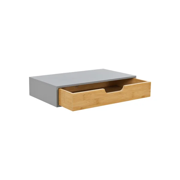Lot de 2 Etagères Murales en Bambou 40 x 24 x 8 cm Naturel et Gris