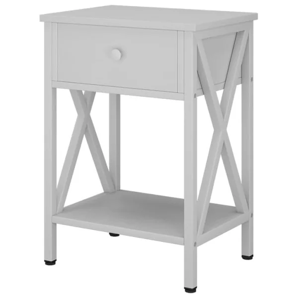 (Lot de 2) Table de Chevet Blanche avec Tiroir Table Nuit en Bois Blanc