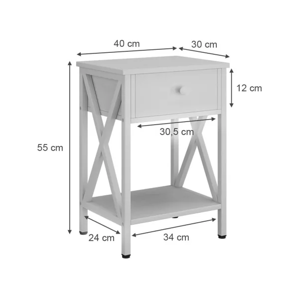 (Lot de 2) Table de Chevet Blanche avec Tiroir Table Nuit en Bois Blanc
