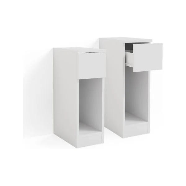 (Lot de 2) Table de Chevet Blanche Etroite Table Nuit Moderne
