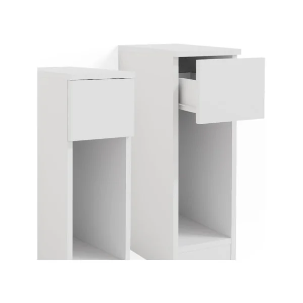 (Lot de 2) Table de Chevet Blanche Etroite Table Nuit Moderne