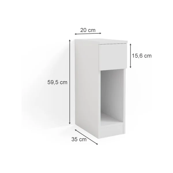 (Lot de 2) Table de Chevet Blanche Etroite Table Nuit Moderne