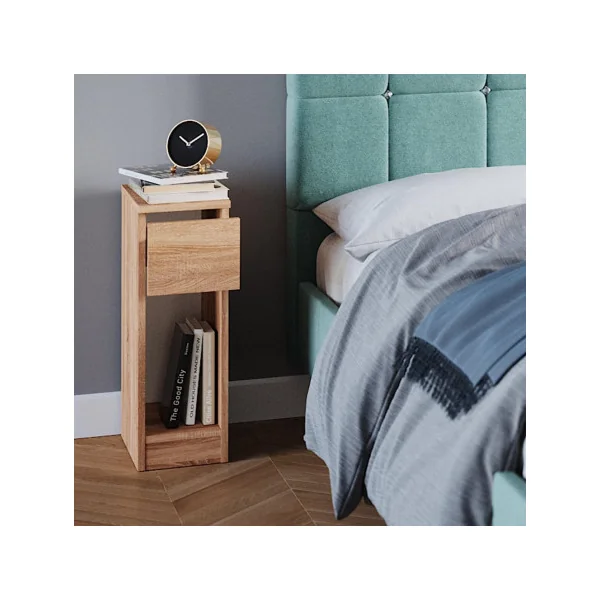 (Lot de 2) Table de Chevet Chêne Etroite Table Nuit Moderne