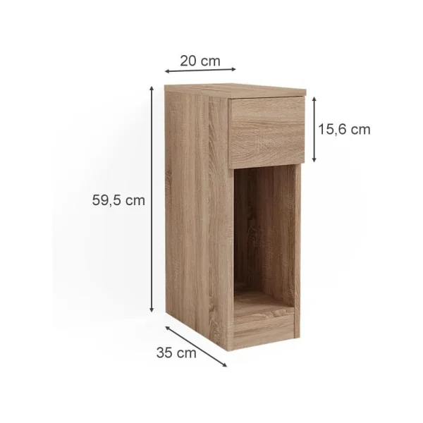 (Lot de 2) Table de Chevet Chêne Etroite Table Nuit Moderne
