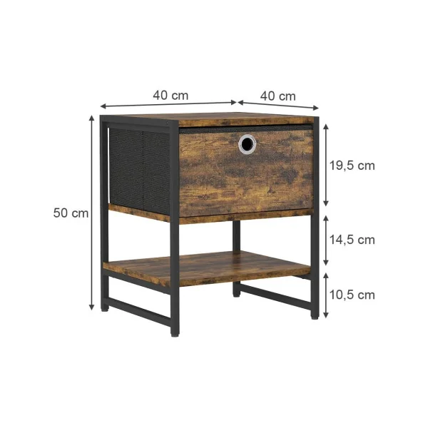 (Lot de 2) Table de Chevet Chêne Rustique Table de Nuit Métal et Bois Chevet Chambre
