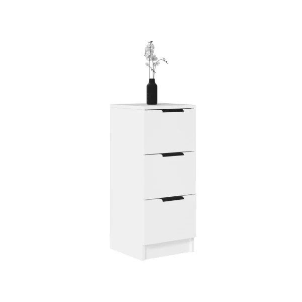 (Lot de 2) Table de Chevet Haute Blanc 3 Tiroirs Table de Nuit Haute