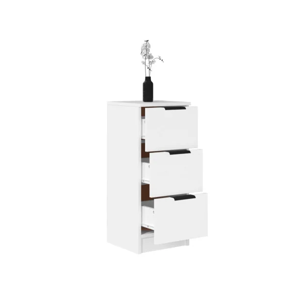 (Lot de 2) Table de Chevet Haute Blanc 3 Tiroirs Table de Nuit Haute
