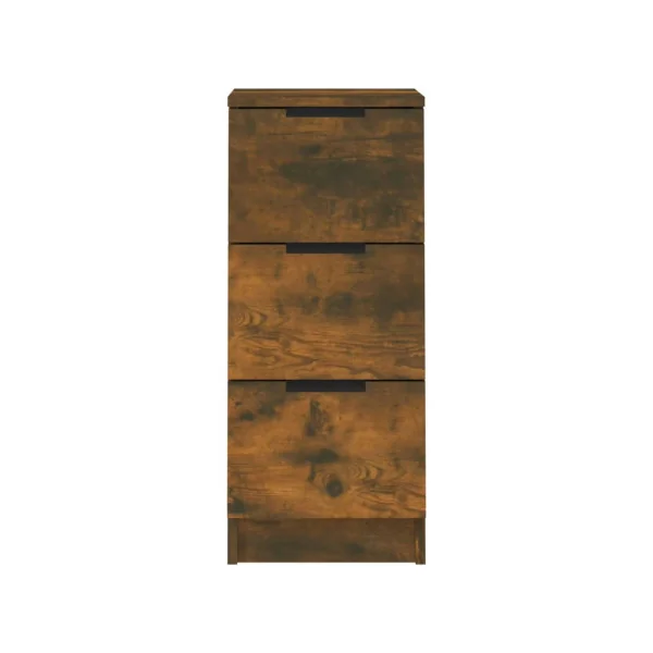 (Lot de 2) Table de Chevet Haute Chêne Fumé Bois 3 Tiroirs Table de Nuit Haute
