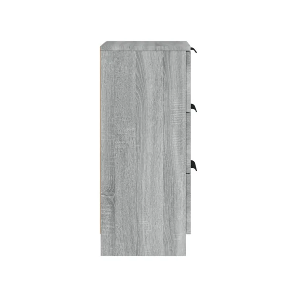 (Lot de 2) Table de Chevet Haute Chêne Gris 3 Tiroirs Table de Nuit Haute