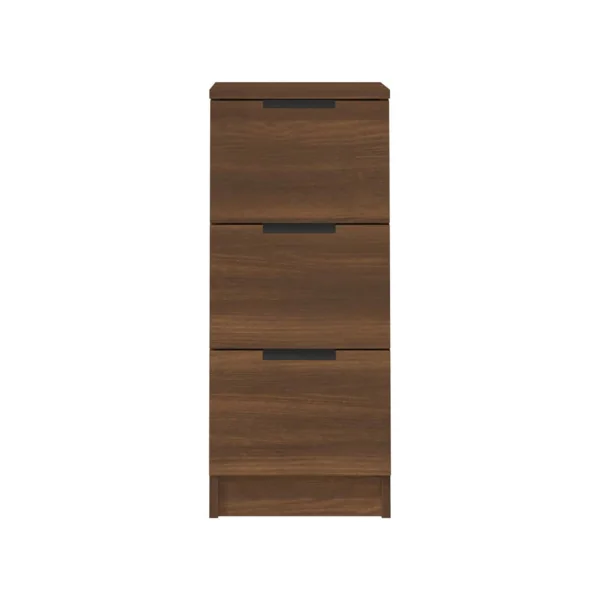 (Lot de 2) Table de Chevet Haute Chêne Marron Bois 3 Tiroirs Table de Nuit Haute