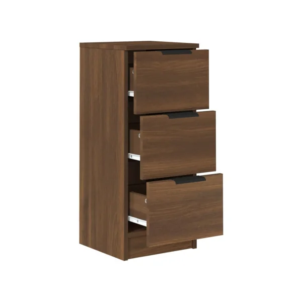 (Lot de 2) Table de Chevet Haute Chêne Marron Bois 3 Tiroirs Table de Nuit Haute