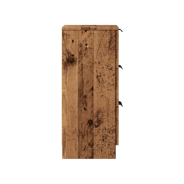 (Lot de 2) Table de Chevet Haute Vieux Bois 3 Tiroirs Table de Nuit Haute