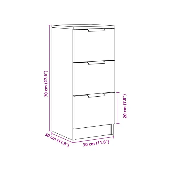 (Lot de 2) Table de Chevet Haute Vieux Bois 3 Tiroirs Table de Nuit Haute