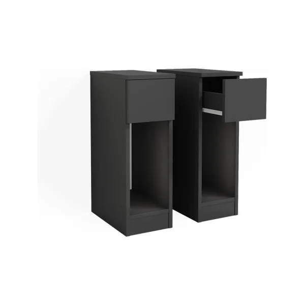 (Lot de 2) Table de Chevet Noir Etroite Table Nuit Moderne